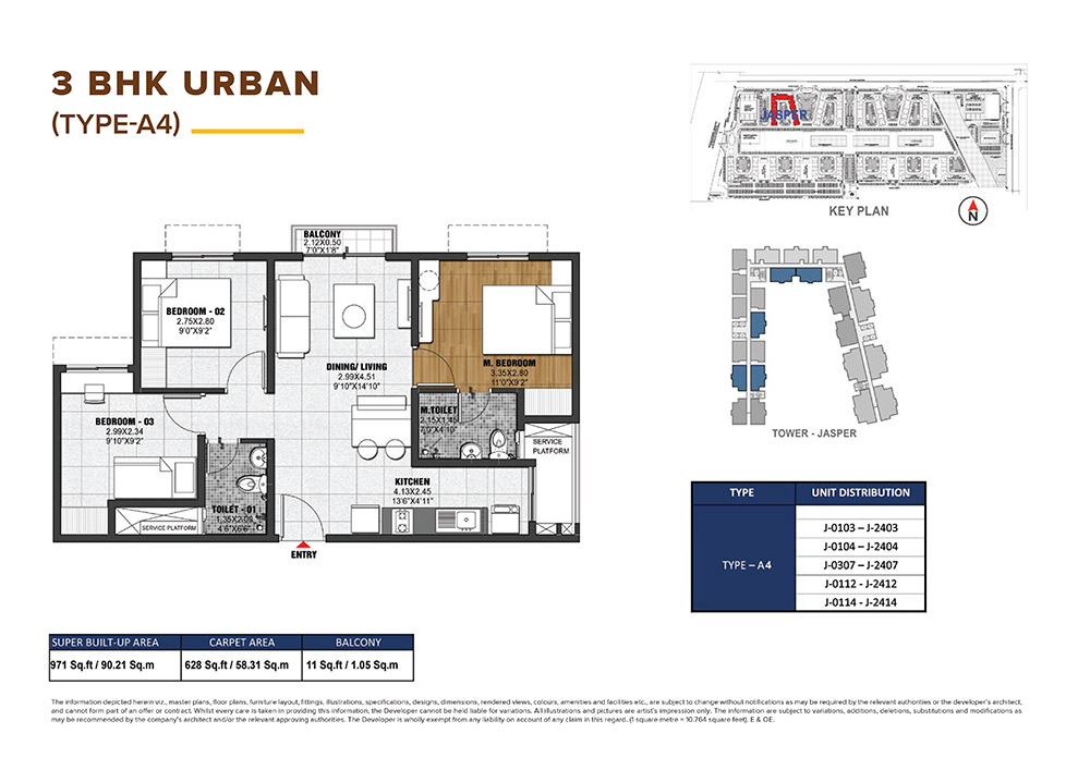 Brigade El Dorado 3 BHK Floor Plan